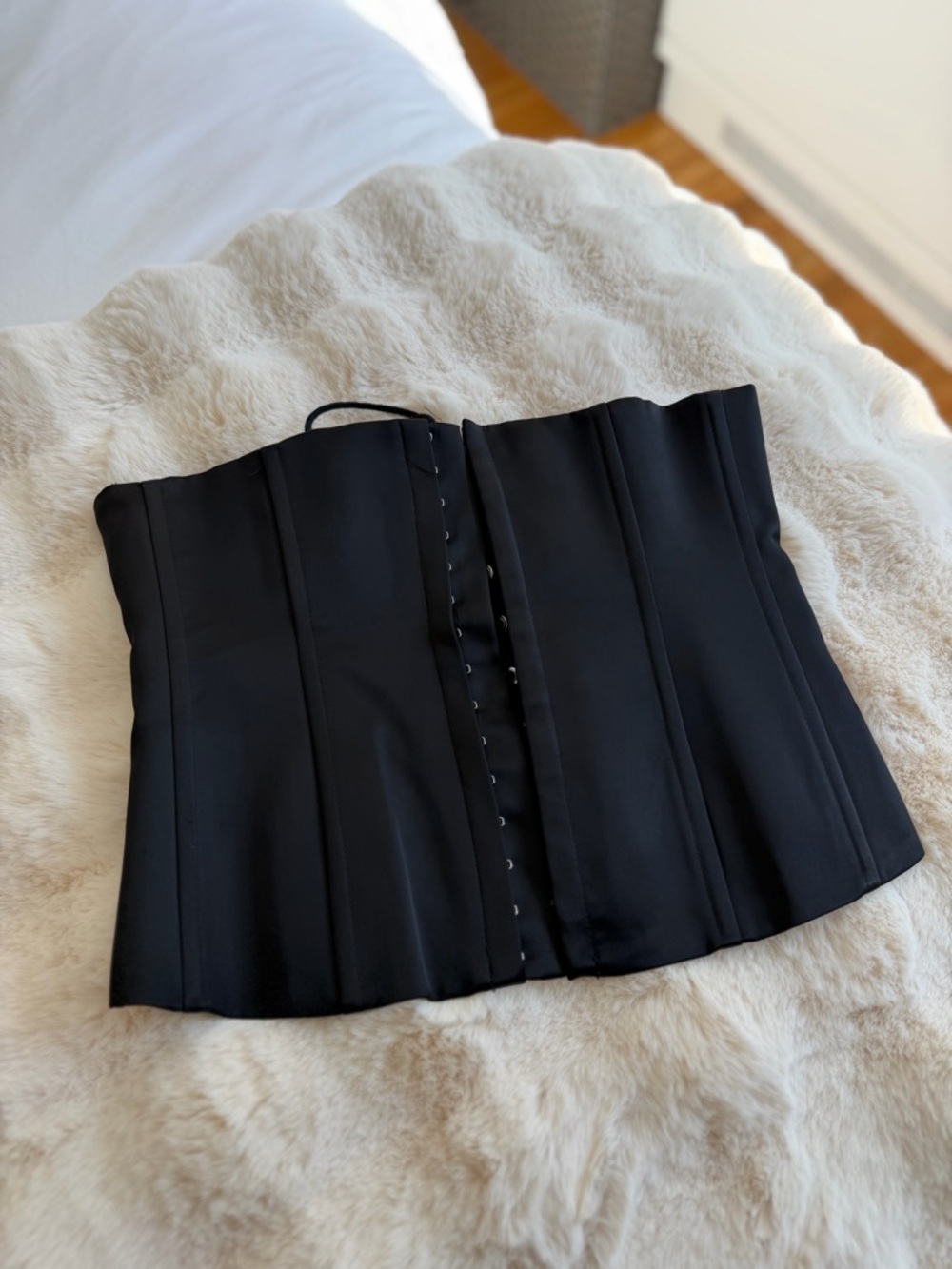 NWOT Danielle Guizio Satin Corset in Black - Picture 4 of 6
